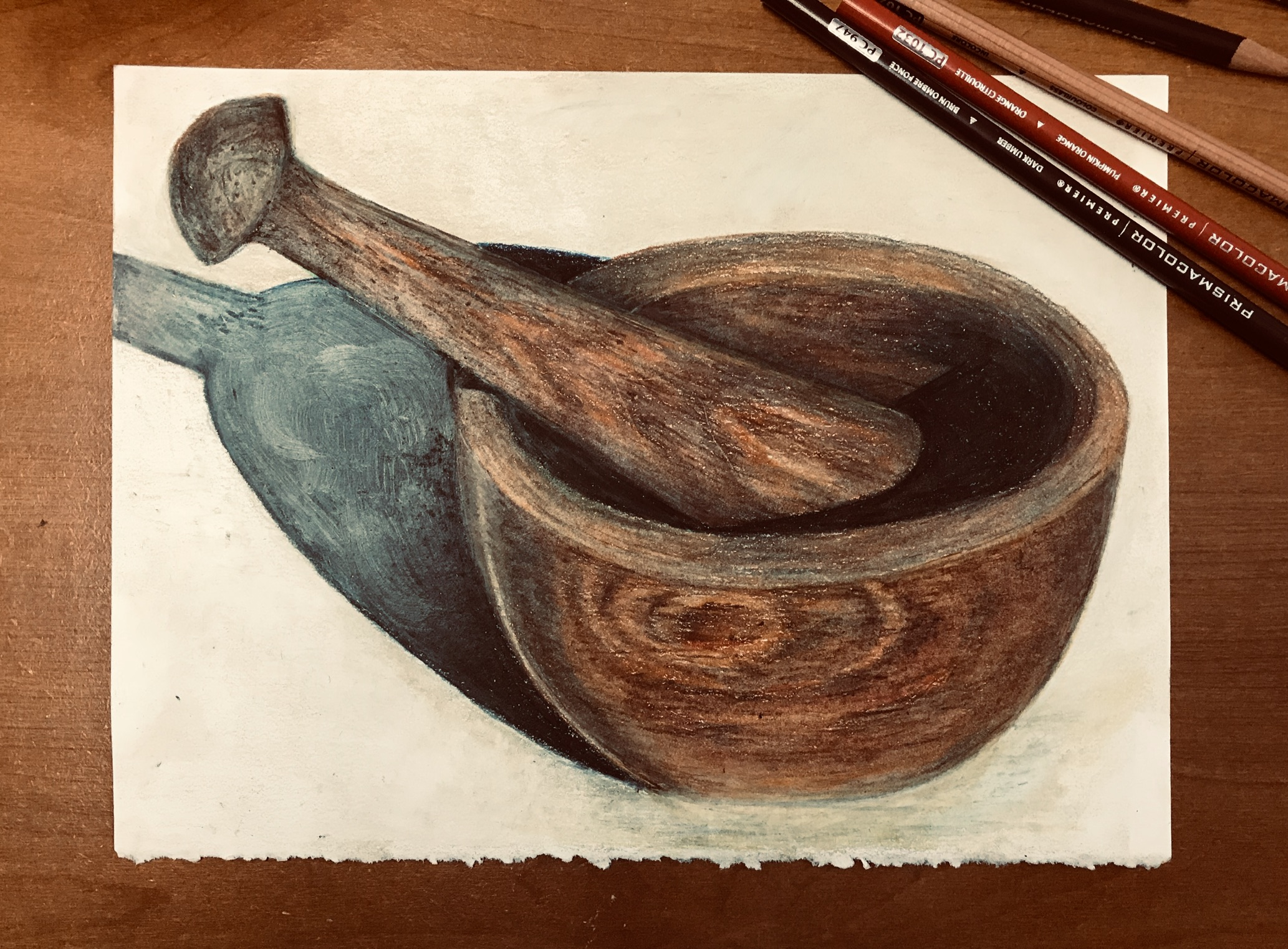 Wooden Bowl and Pestle